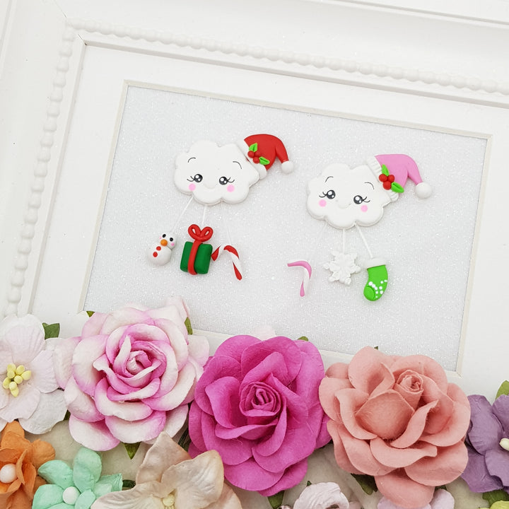Clouds with Christmas things - Embellishment Clay Bow Centre