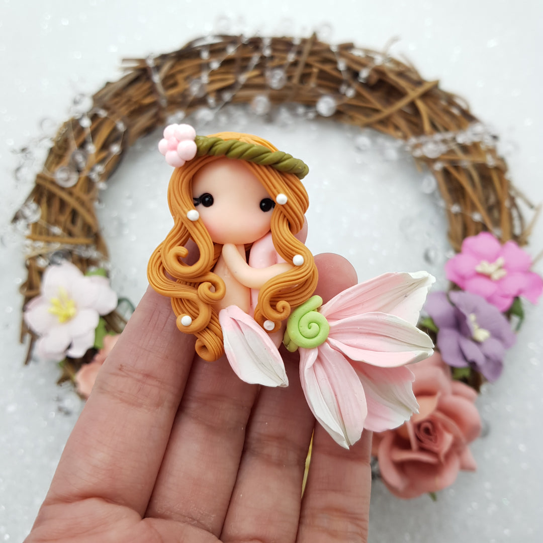 MAX 3 EACH PERSON beautiful mermaid C - Handmade Flatback Clay Bow Centre