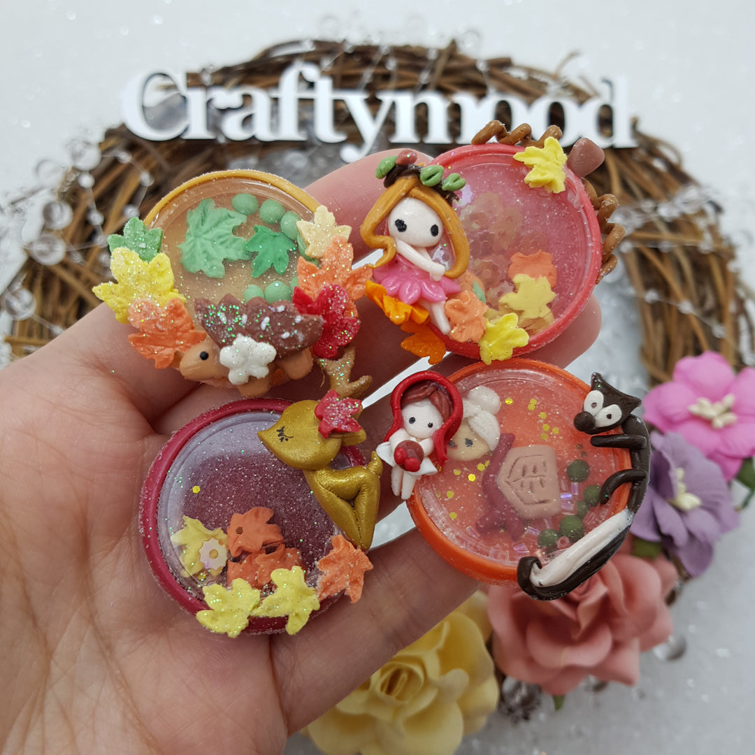 Gorgeous Autumn Shaker - Handmade Flatback Clay Bow Centre