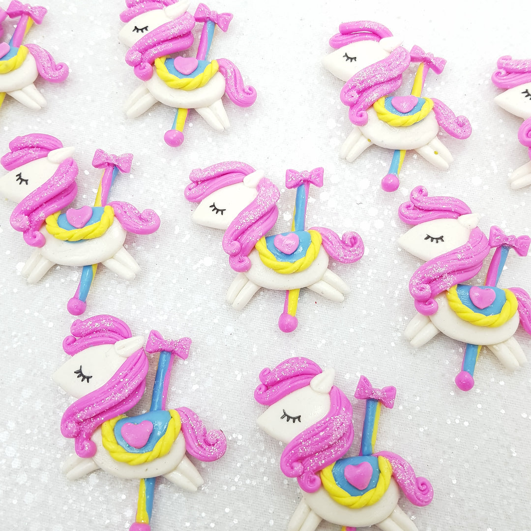 Rainbow Pony - Handmade Flatback Clay Bow Centre