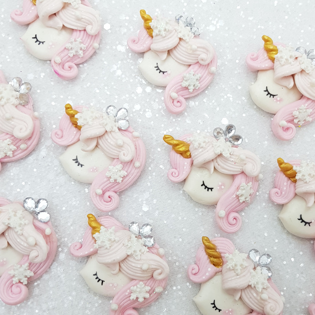 Gorgeous Pink Unicorn Head - Embellishment Clay Bow Centre