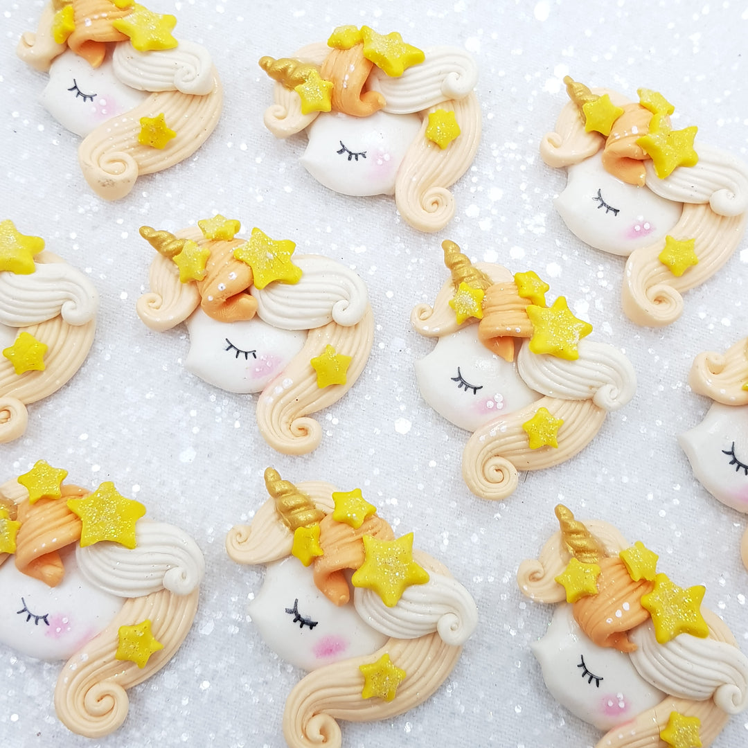 Gorgeous Star unicorn Head - Embellishment Clay Bow Centre