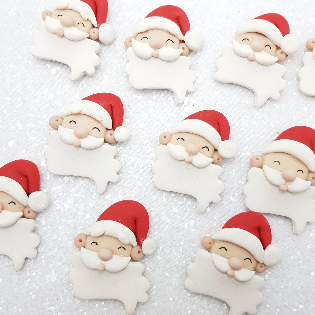 Santa Head - personalised - Handmade Flatback Clay Bow Centre