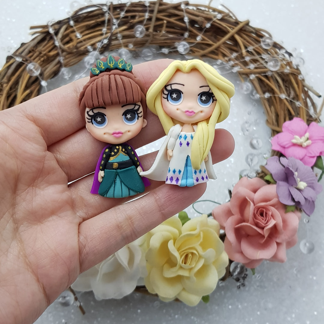 Winter princess pout - Handmade Flatback Clay Bow Centre
