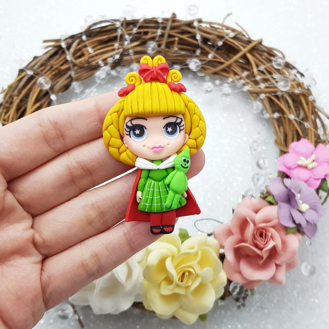MAX 8 EACH PERSON Christmas girl pout - Embellishment Clay Bow Centre