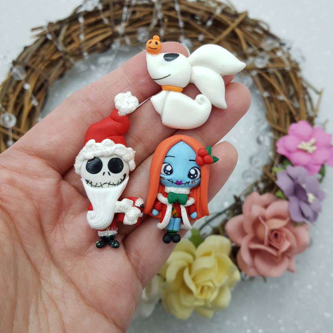 Christmas spooky - Handmade Flatback Clay Bow Centre