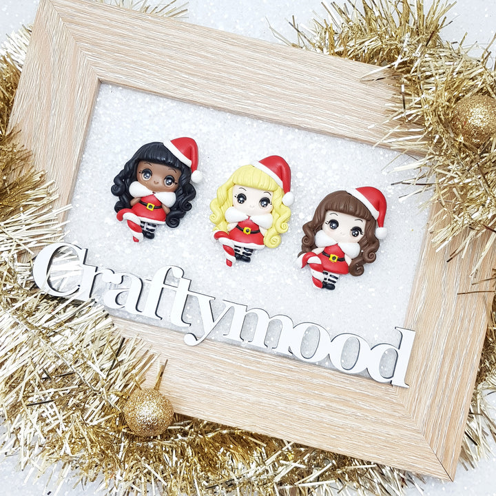 Christmas girl A - Handmade Flatback Clay Bow Centre