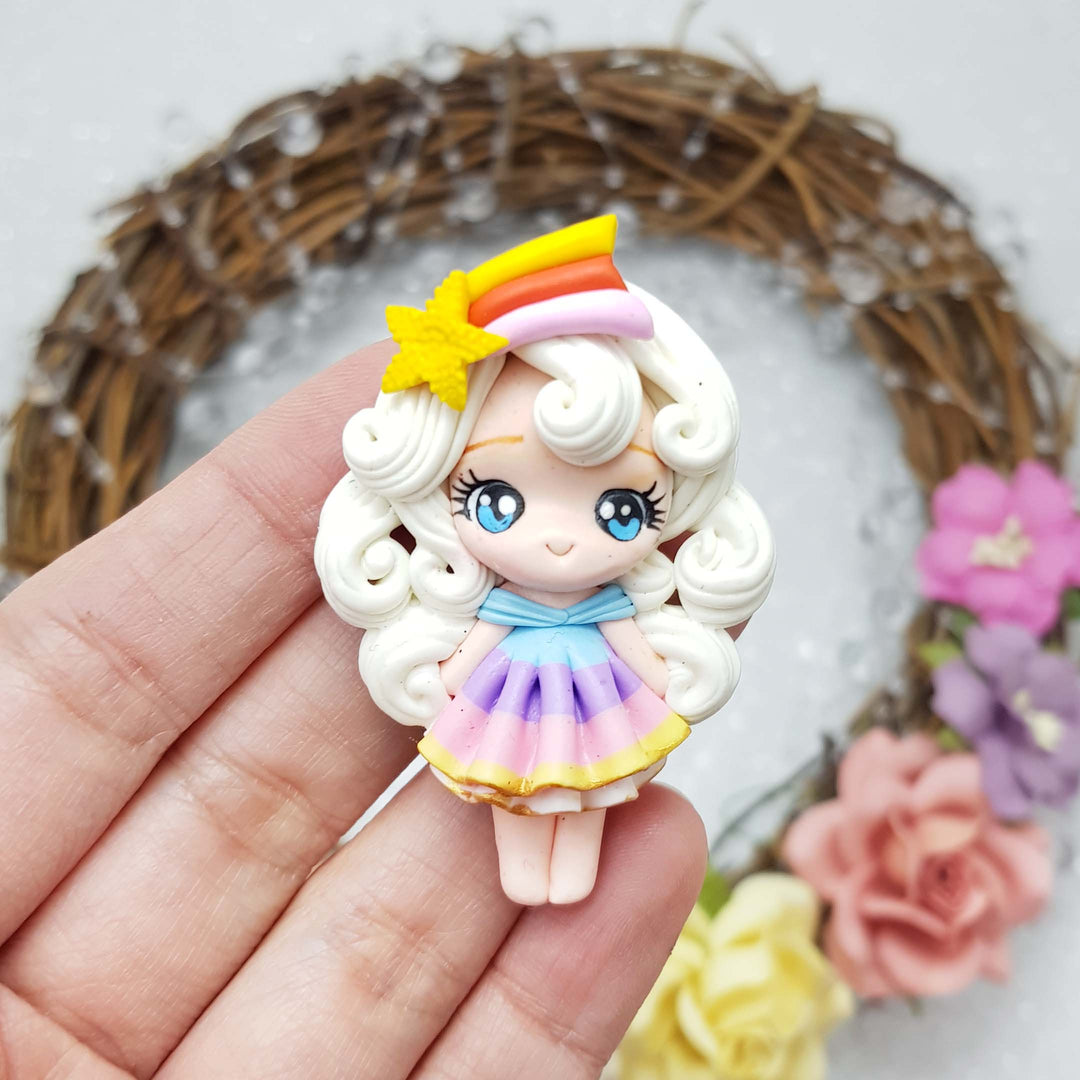 MAX 4 EACH PERSON Rainbow girl - Embellishment Clay Bow Centre