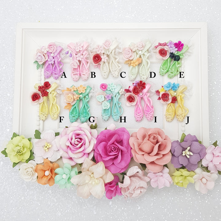 Flower ballerina shoes - Handmade Flatback Clay Bow Centre