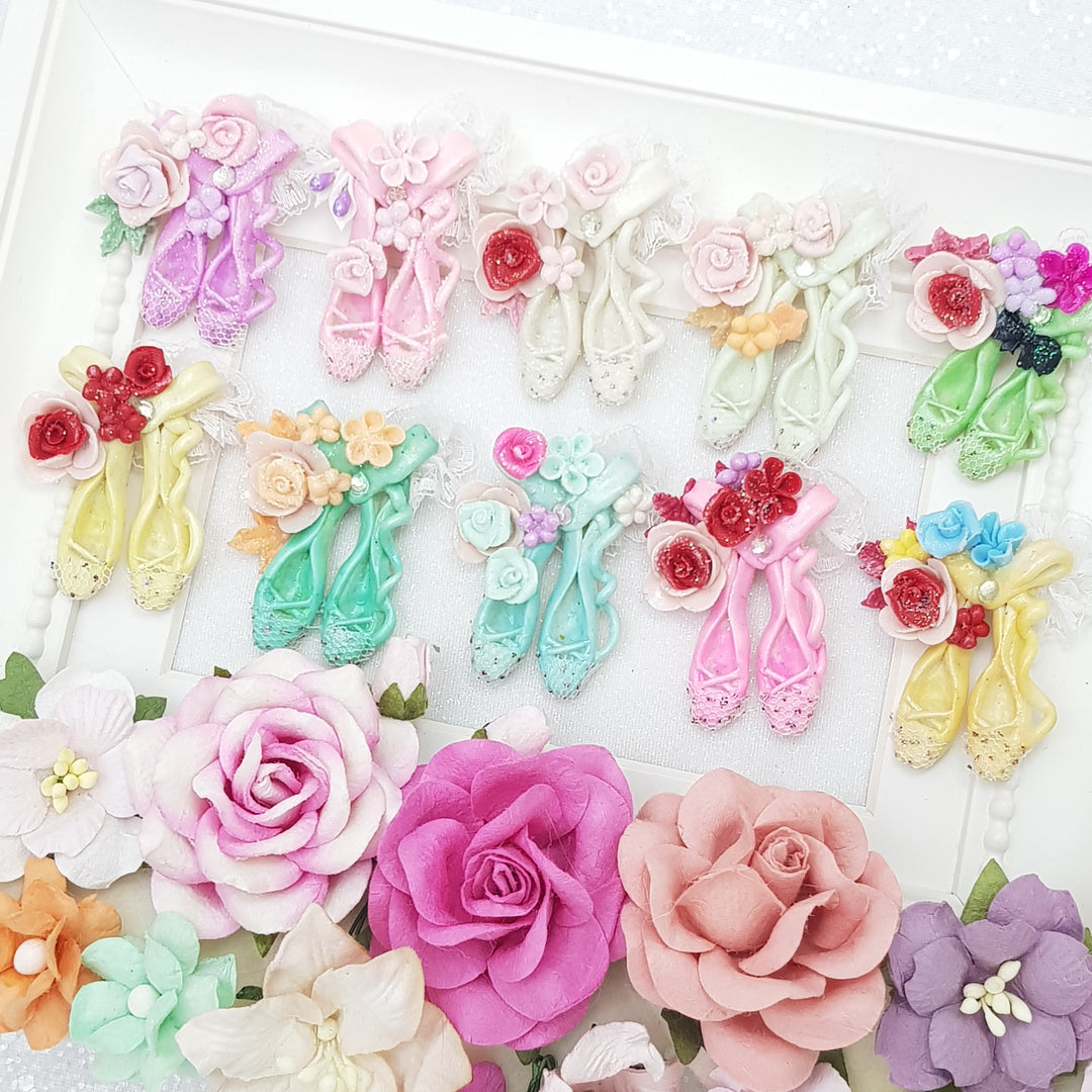 Flower ballerina shoes - Handmade Flatback Clay Bow Centre