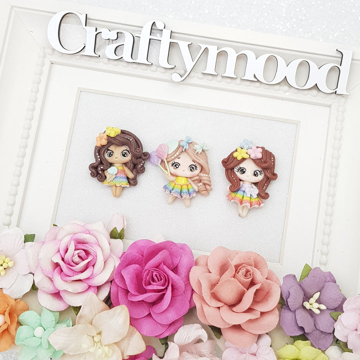 Flower rainbow girls - Embellishment Clay Bow Centre