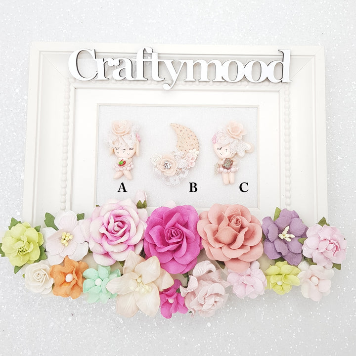 Crescent moon and bunny - Embellishment Clay Bow Centre