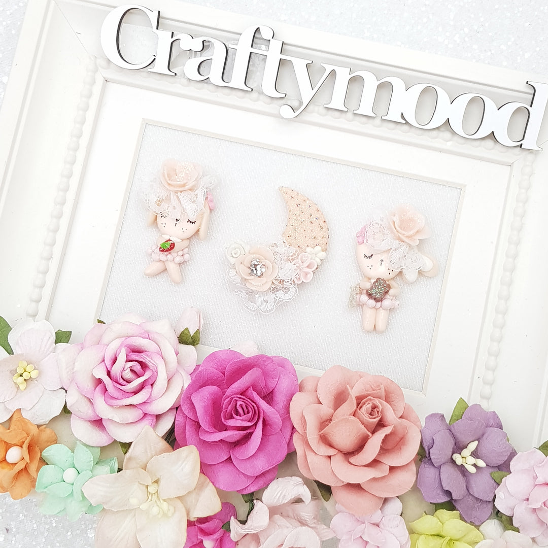 Crescent moon and bunny - Embellishment Clay Bow Centre