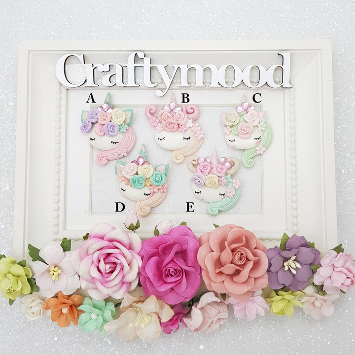 crystal Unicorn Head - Handmade Flatback Clay Bow Centre