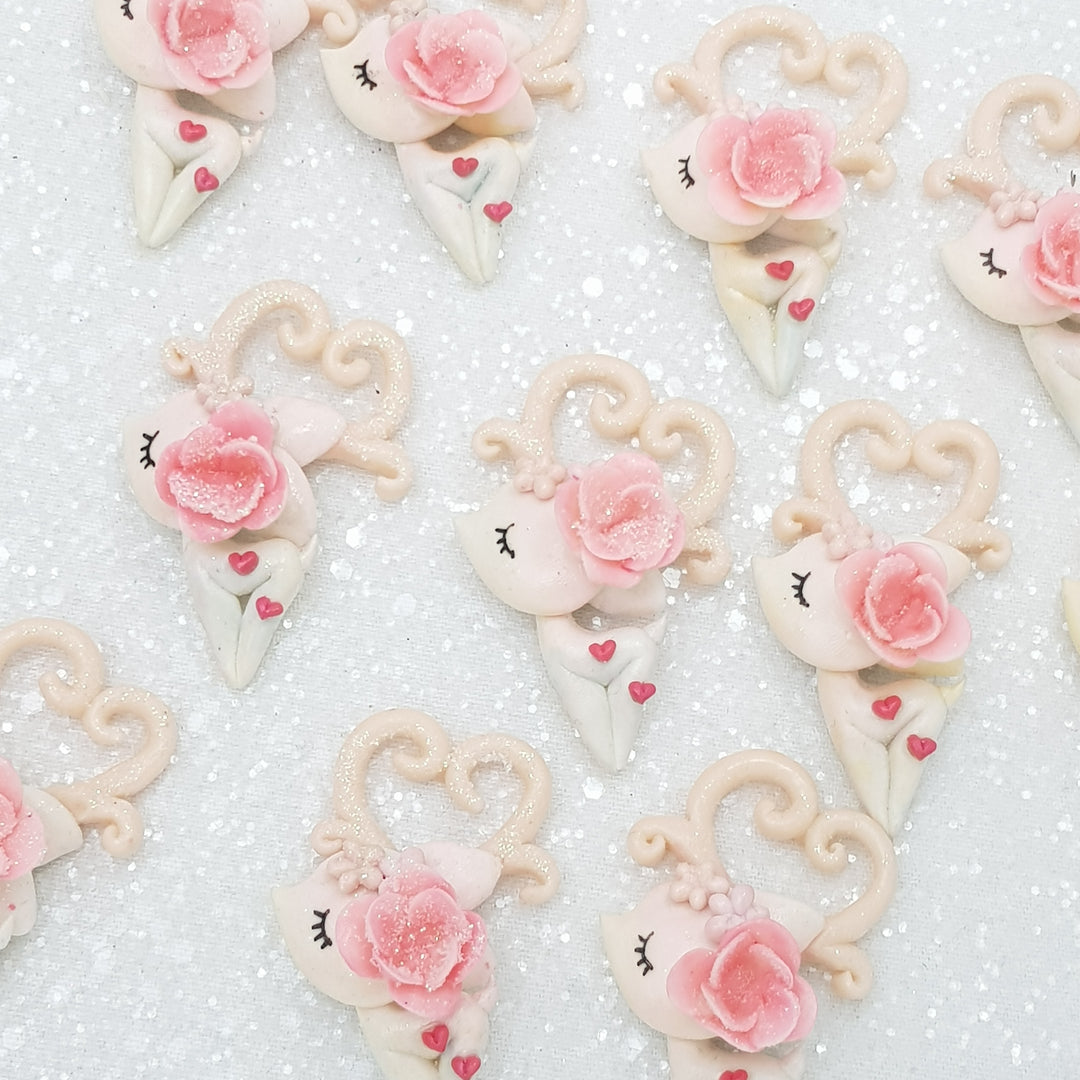 Lovely flower deer A - Embellishment Clay Bow Centre