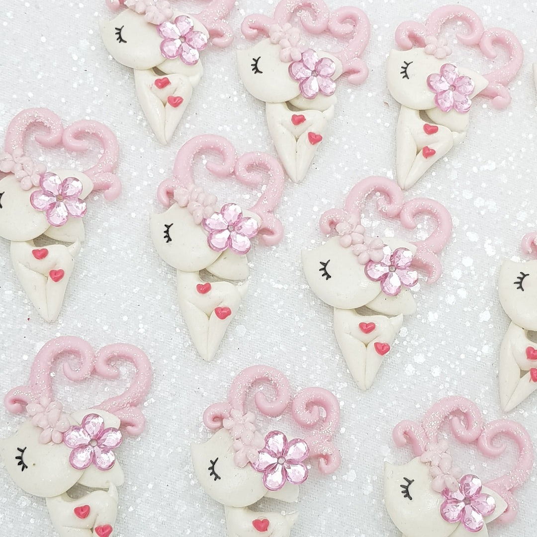 Lovely flower deer C - Embellishment Clay Bow Centre