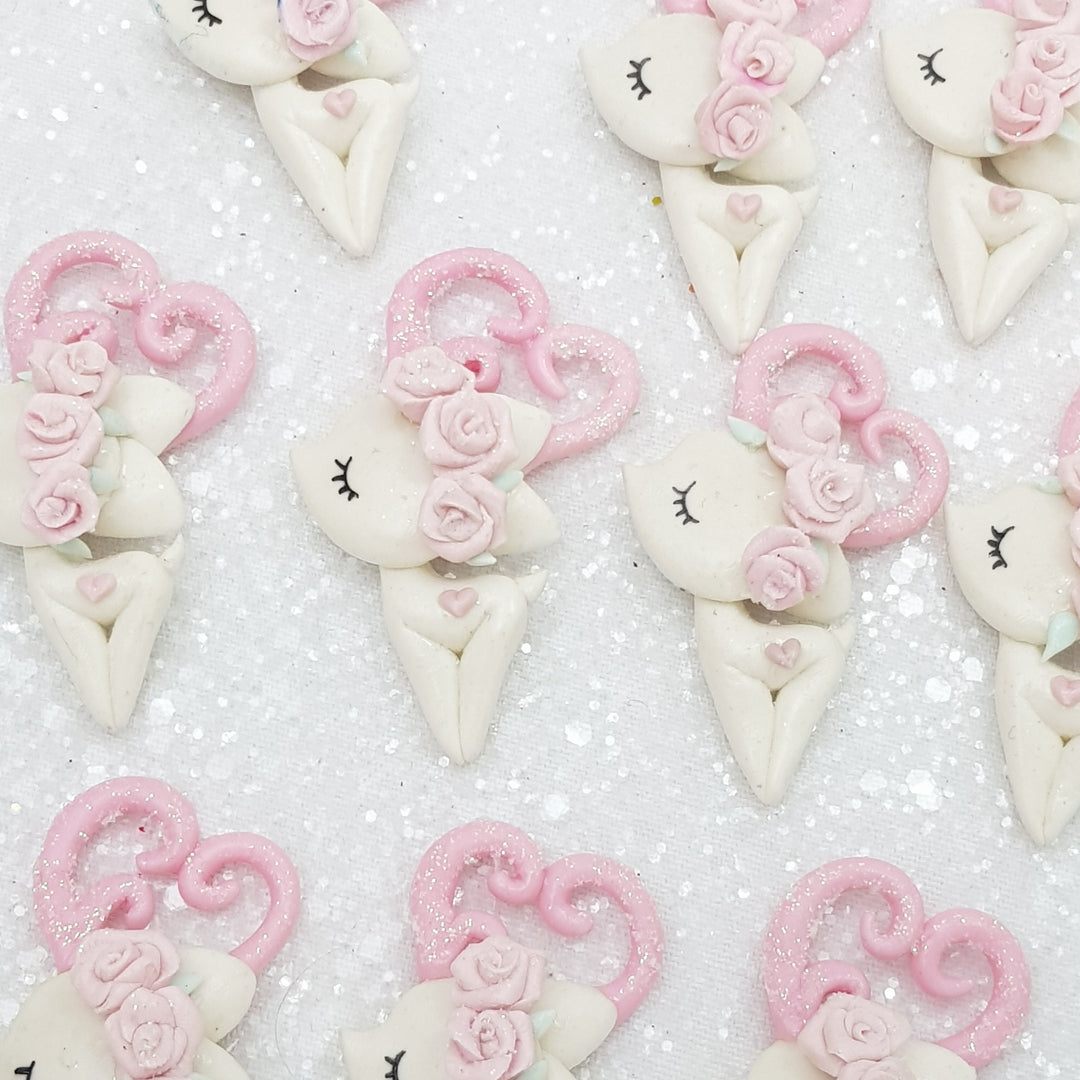 Lovely flower deer D - Embellishment Clay Bow Centre