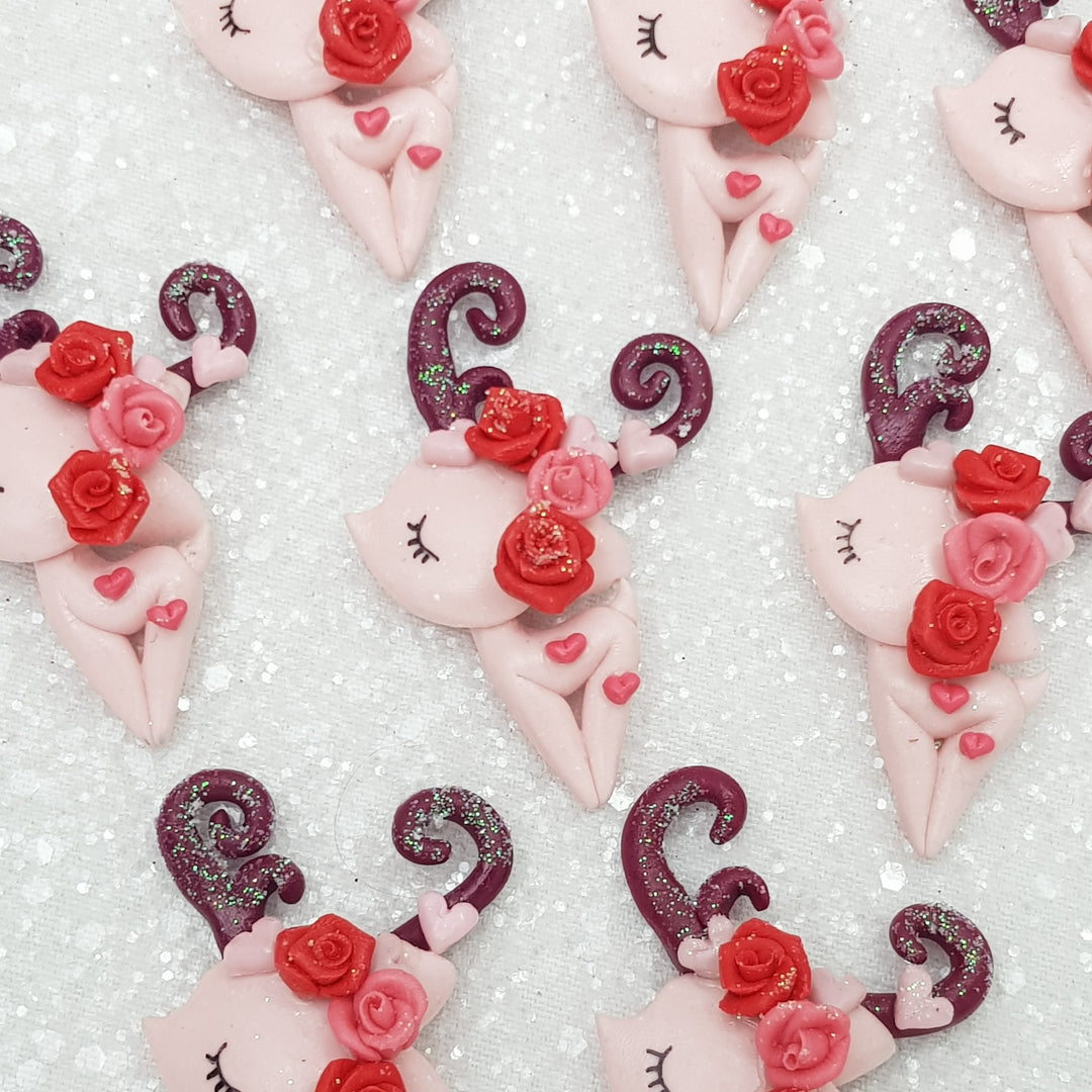Lovely flower deer E - Embellishment Clay Bow Centre
