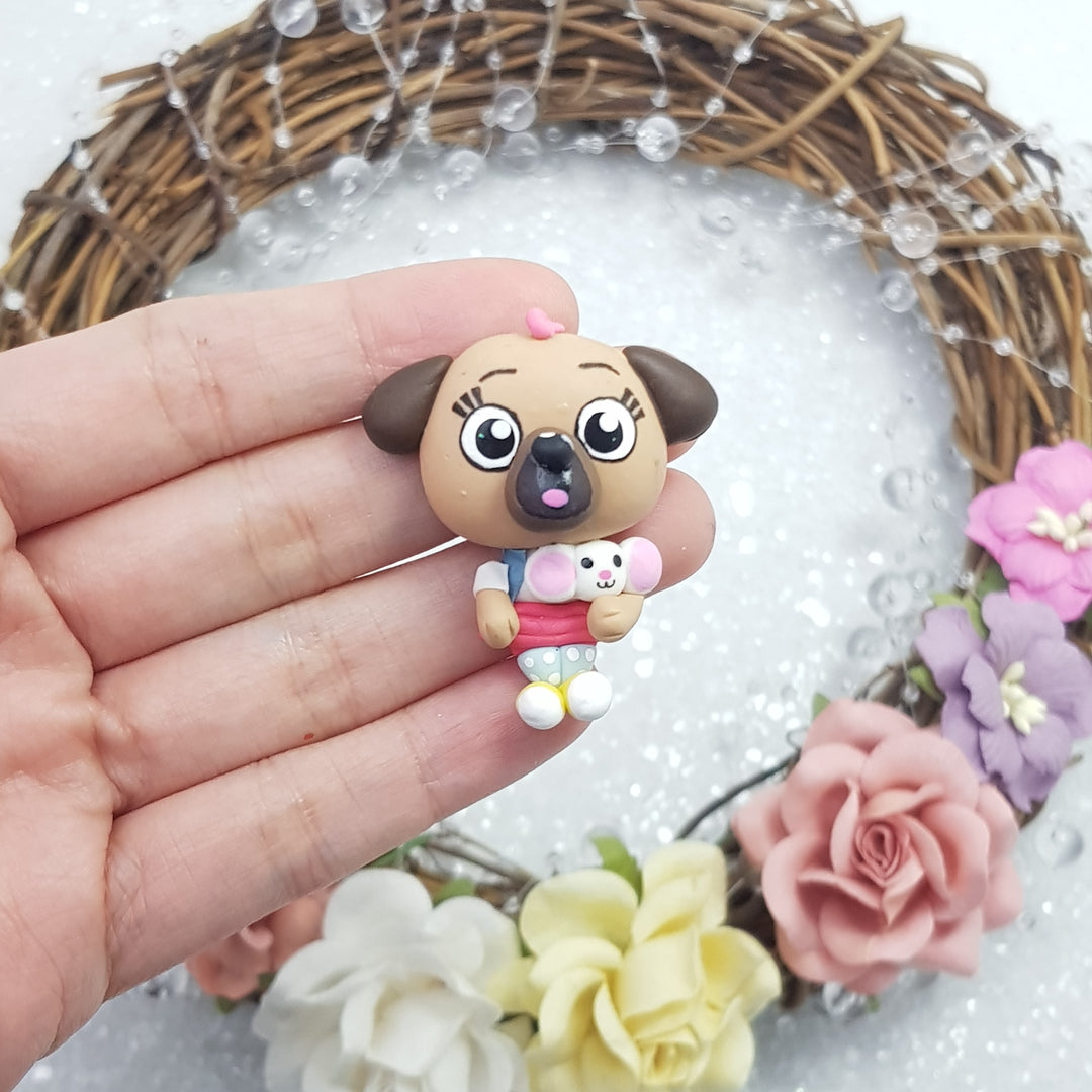 dog - Handmade Flatback Clay Bow Centre