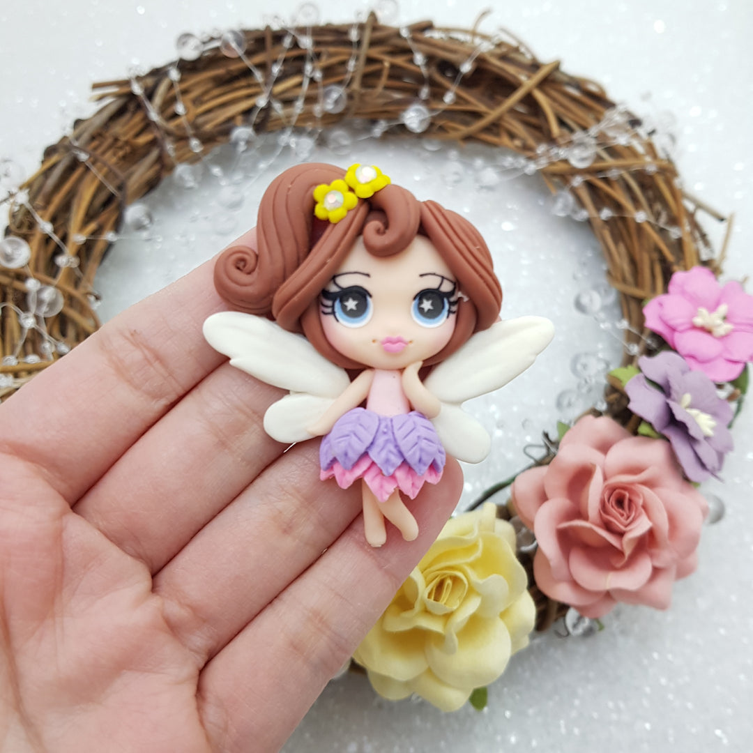 Pout fairy - Handmade Flatback Clay Bow Centre