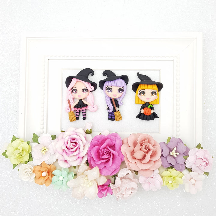 Pout witch girl - Embellishment Clay Bow Centre