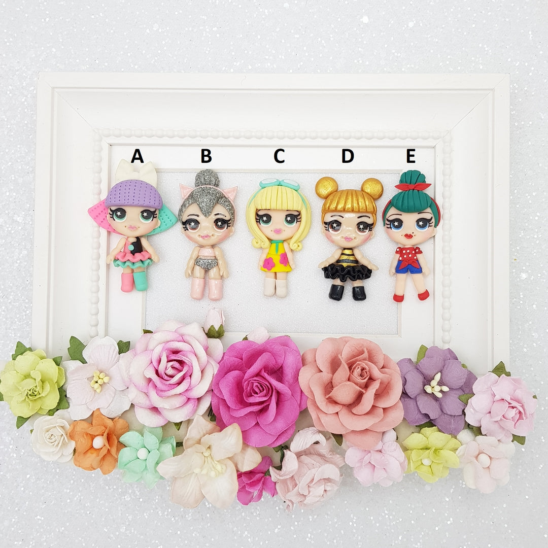 Pout doll - Handmade Flatback Clay Bow Centre