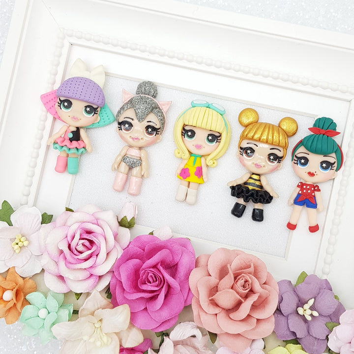 Pout doll - Handmade Flatback Clay Bow Centre