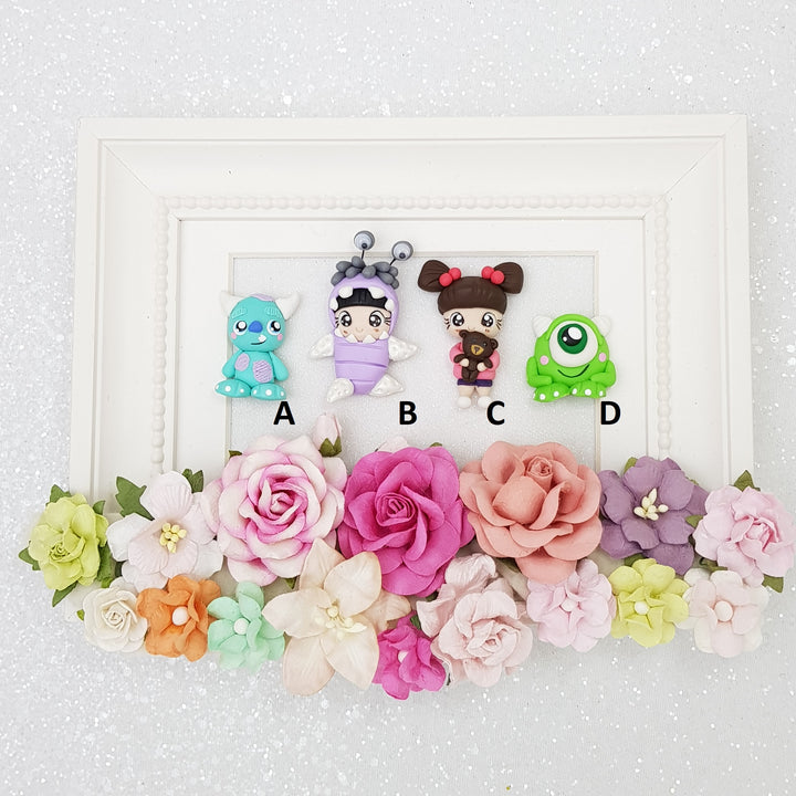 Cute monster factory - Handmade Flatback Clay Bow Centre