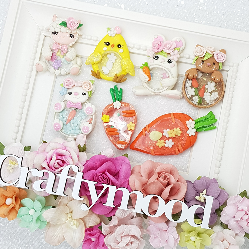 Easter friends shaker - Handmade Flatback Clay Bow Centre