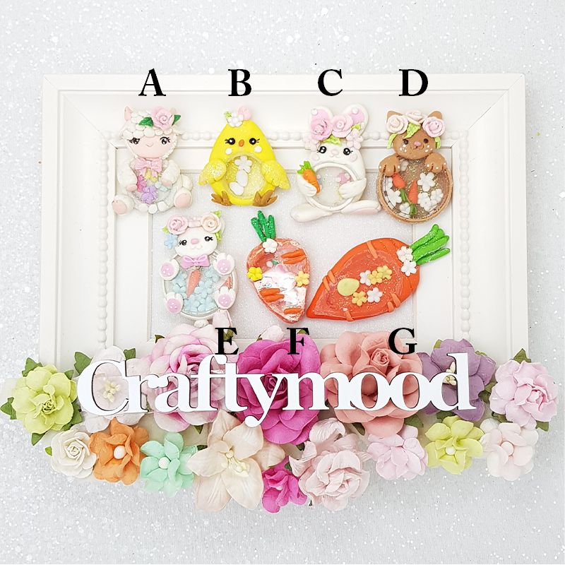 Easter friends shaker - Handmade Flatback Clay Bow Centre