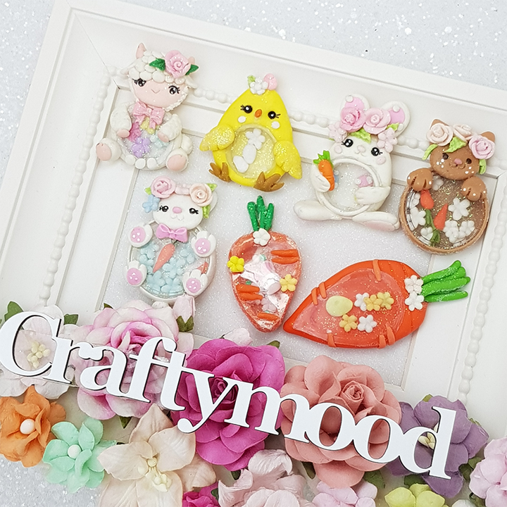 Easter friends shaker - Handmade Flatback Clay Bow Centre