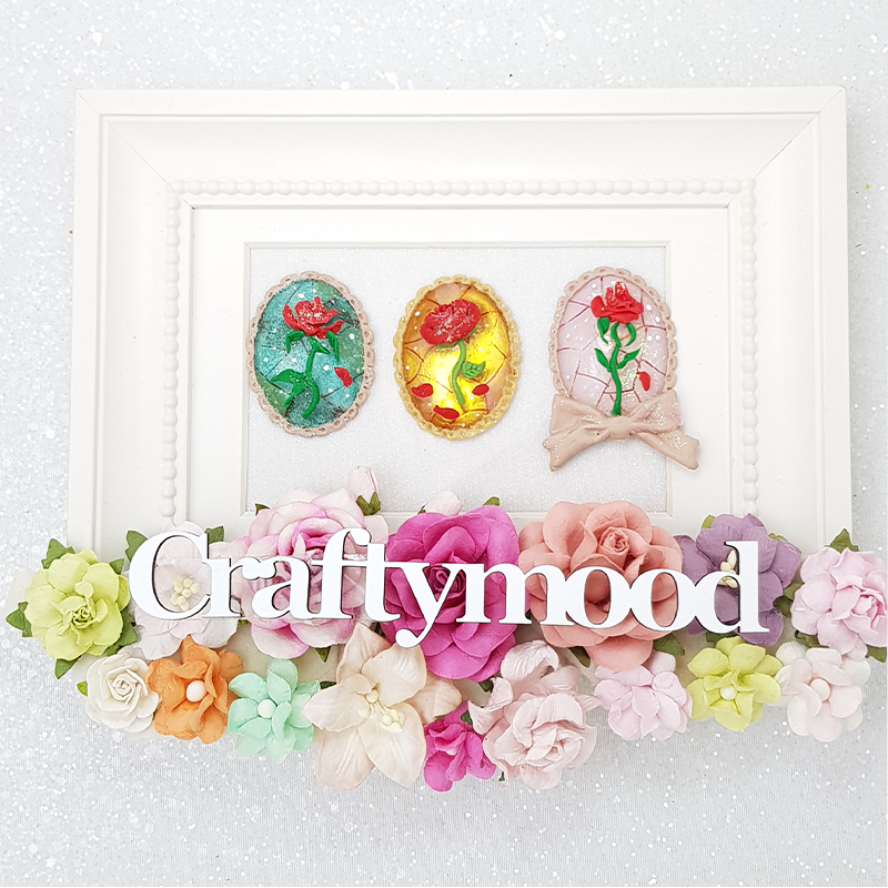 Glass rose - Embellishment Clay Bow Centre