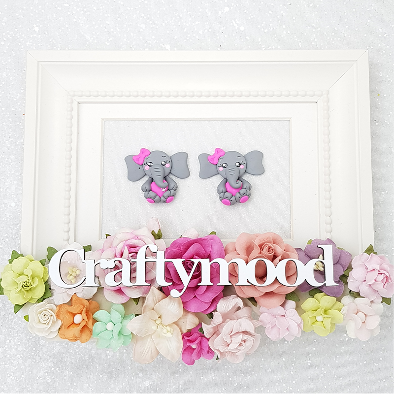 Pink bow elephant - Embellishment Clay Bow Centre