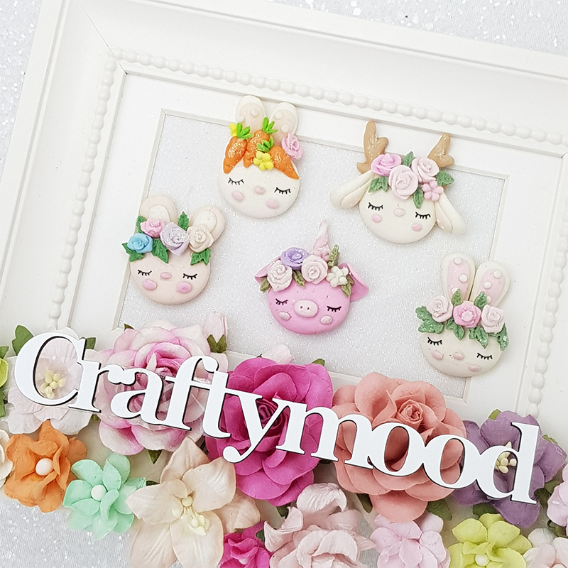 SALE Spring animal head - Handmade Flatback Clay Bow Centre