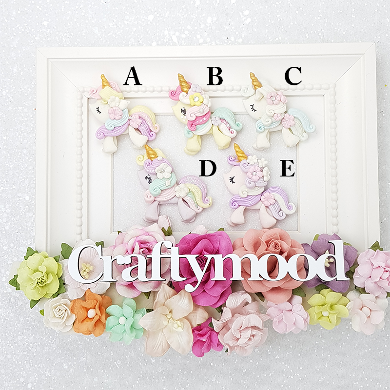 Unicorn pony - Handmade Flatback Clay Bow Centre