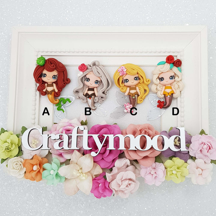 Classic autumn Mermaid - Clay Charm Embellishment limited