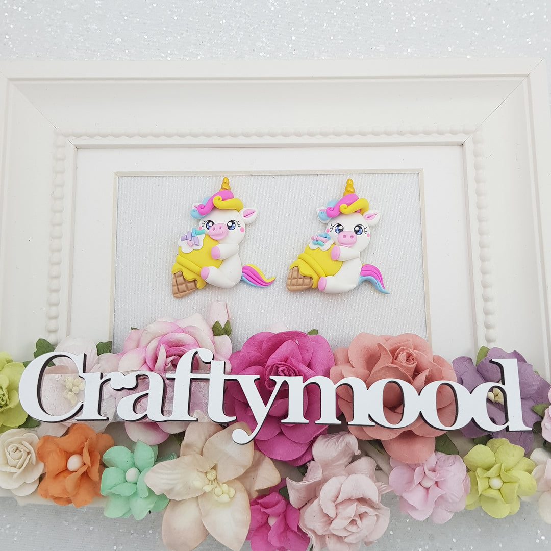 unicorn ice cream - Handmade Flatback Clay Bow Centre