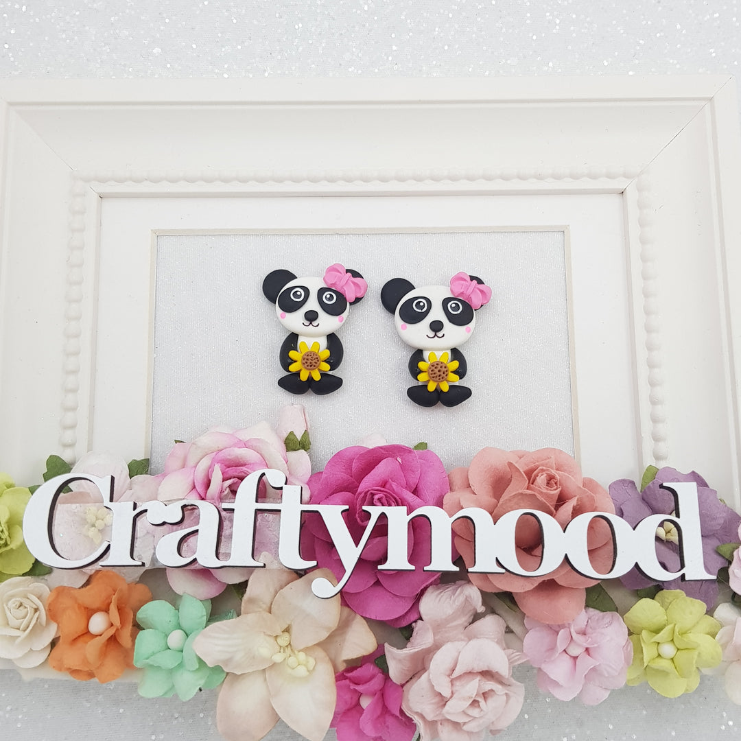 panda - Handmade Flatback Clay Bow Centre