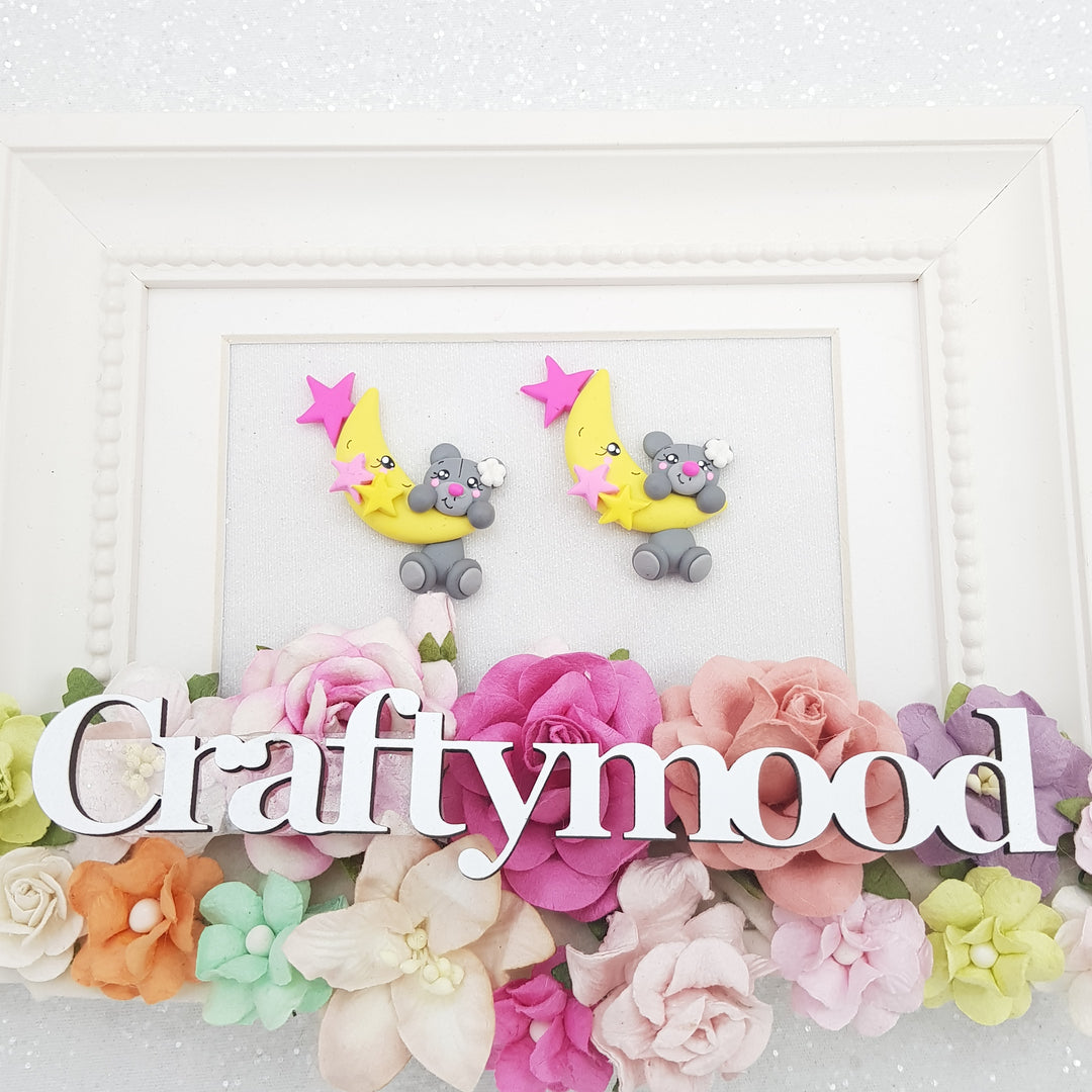 moon - Handmade Flatback Clay Bow Centre