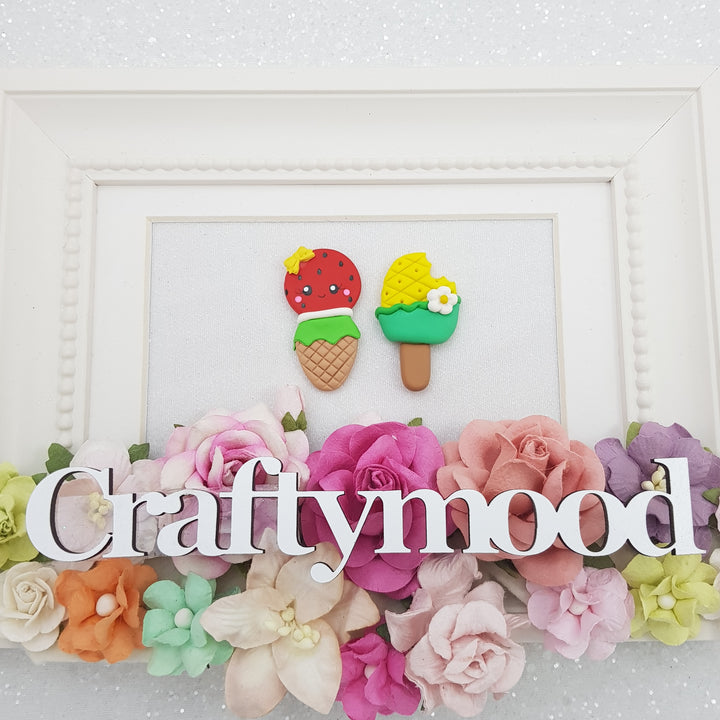 Ice lollypop - Handmade Flatback Clay Bow Centre