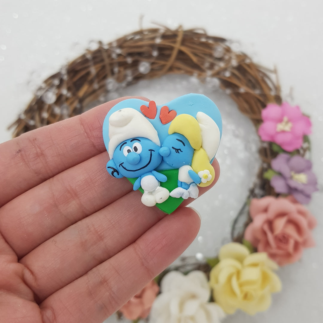 Blue kiss love - Embellishment Clay Bow Centre