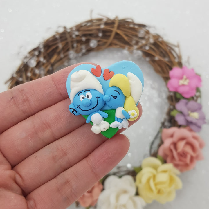 Blue kiss love - Embellishment Clay Bow Centre