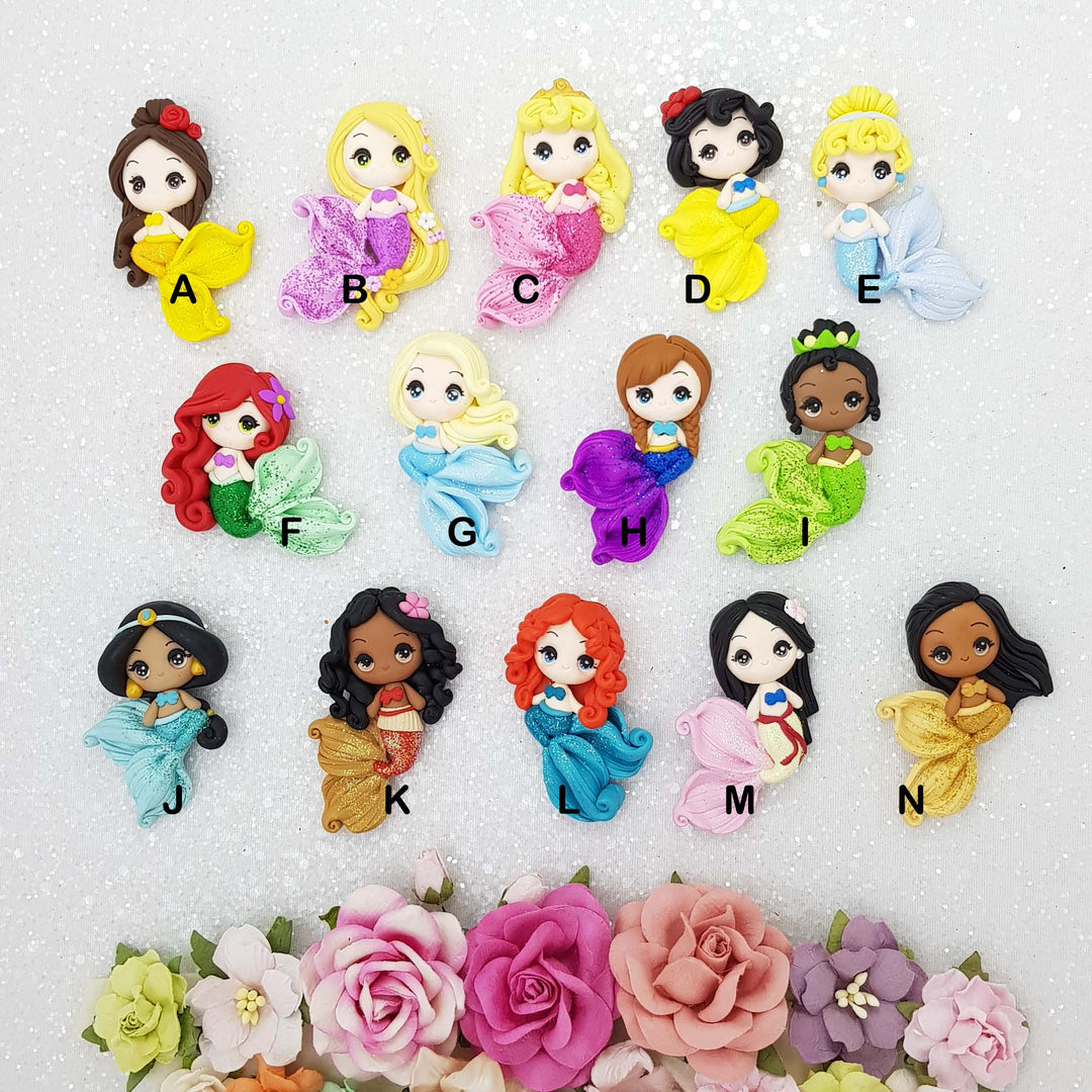 Big Eyes Princess Mermaid- Embellishment Clay Bow Centre