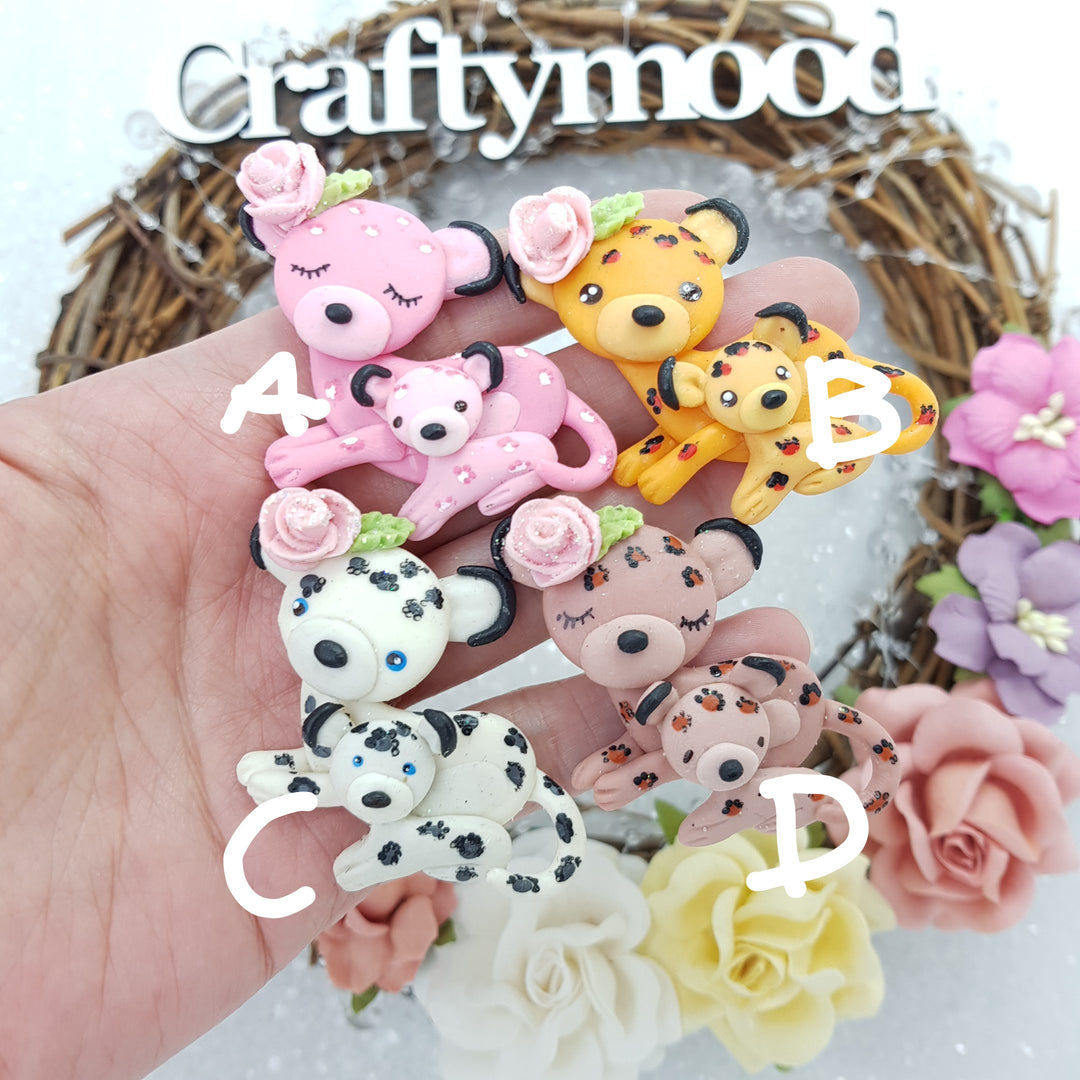 Sale leopard mummy and me - Embellishment Clay Bow Centre