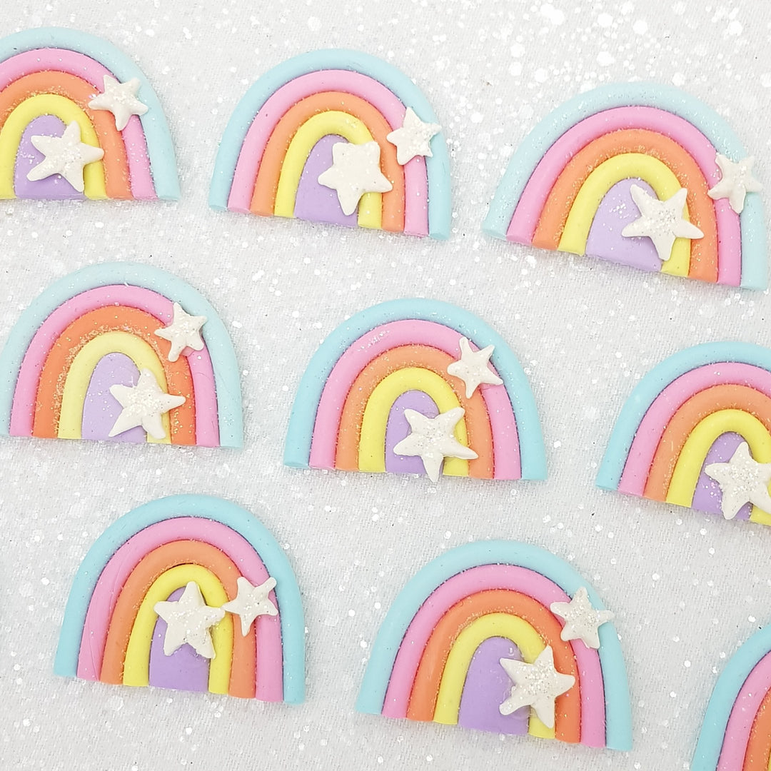 pastel Rainbow  - Embellishment Clay Bow Centre