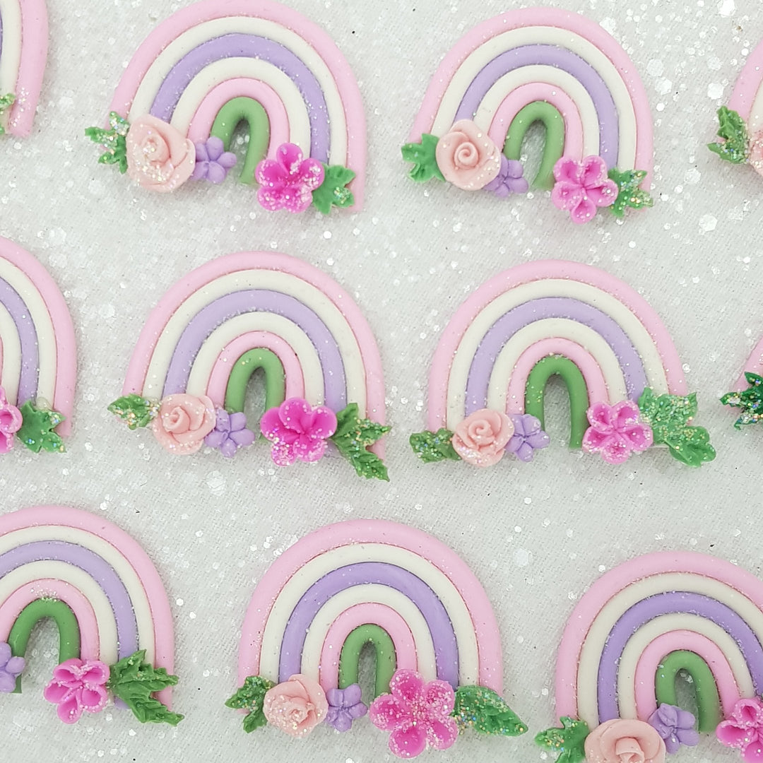 Floral Rainbow  - Embellishment Clay Bow Centre