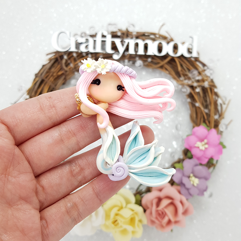 MAX 6 EACH PERSON Beautiful mermaid A - Embellishment Clay Bow Centre