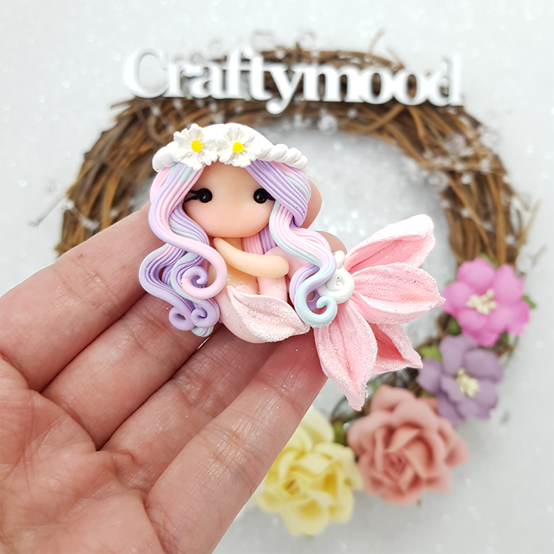 MAX 8 EACH PERSON Beautiful mermaid F - Embellishment Clay Bow Centre