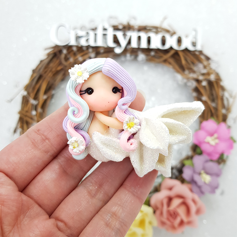 MAX 8 EACH PERSON Beautiful mermaid J - Embellishment Clay Bow Centre