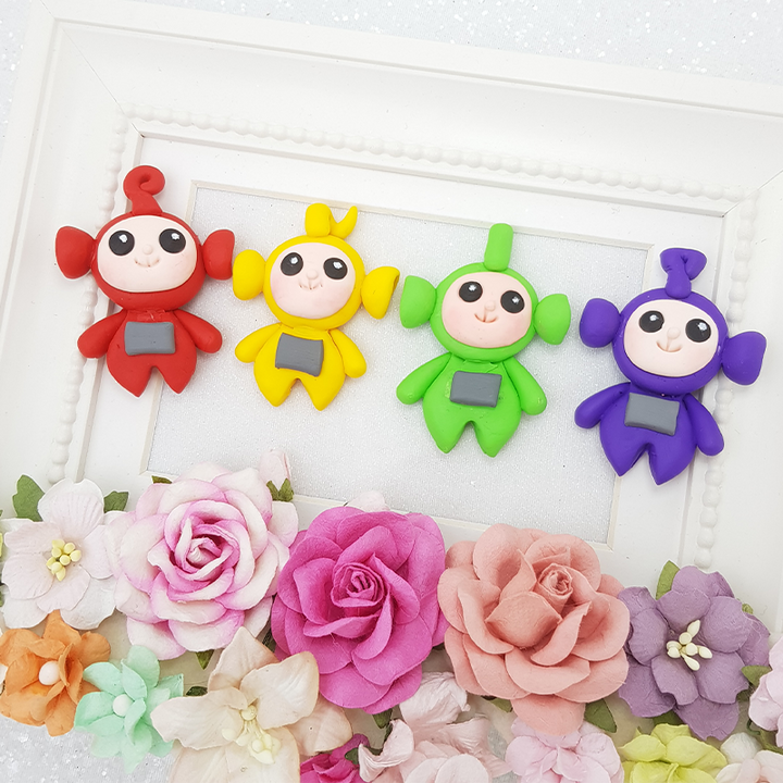 Classic colorful doll - Handmade Flatback Clay Bow Centre